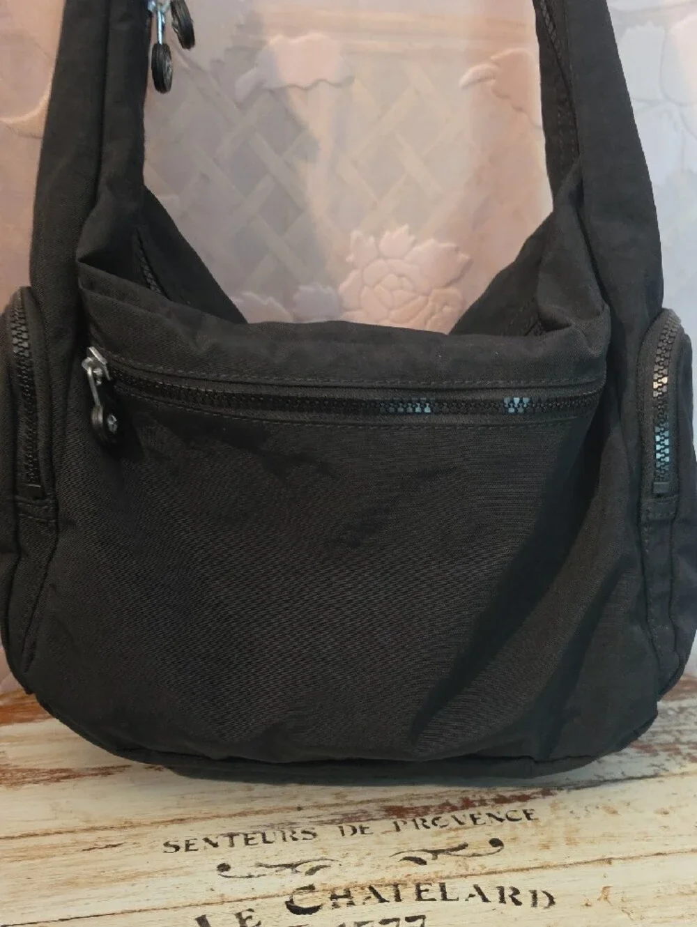 Kipling Black Hobo Shoulder Bag with Multiple Zips